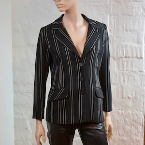 Striped blazer vintage Black blazer women oversized blazer  women 80s blazer