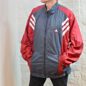 ADIDAS Tracksuit Top Jacket Pullover Color Block Blue/Brown/White Size L