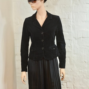 80er Jahre Schwarzer Samt Blazer By ARMANI JEANJacket Vintage 1990er Jahre Karriere Jacke Mod Samt Op Art Small