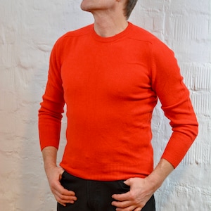 New Wool knitted men sweater 80&#39;s By GEMER knitted Red sweater Size M