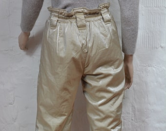 Pantalón deportivo 80s 90s Athletic beige brillante By RODEO Windbreaker Pants Talla M (Mujer)