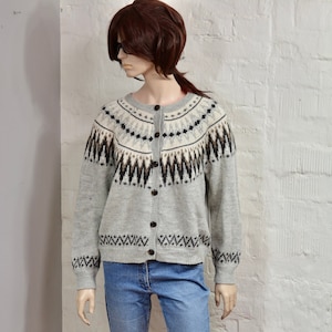 Vintage Alpaca Wool knitted  Grey blended wool knit  Nordic Norwegian slouchy sweater Size XL