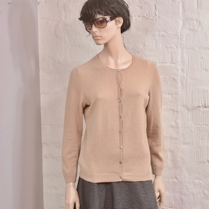 Vintage 100% Cashmere cardigan by CHRISTIAN BERG  Mint 80s beige spring fashion Size L