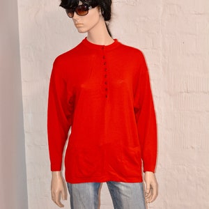 Pure New Wool sweater, Vintage red knitted  sweater, Size Large.