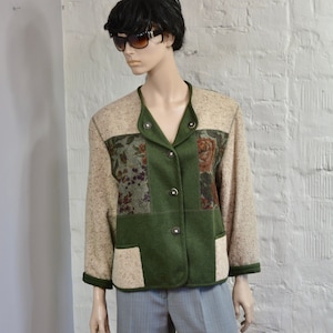 Nieuwe wol gemengd jaren 1980 vrouwen vest wol gebreide trui jas van SIXTH SENSE, gewatteerde vintage dames jas maat Large