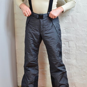 90s Winter Sport Pants, Grey Vintage By RODEO Ski bib pants overalls men/women, Unisex Winter Activewear Pants Size M