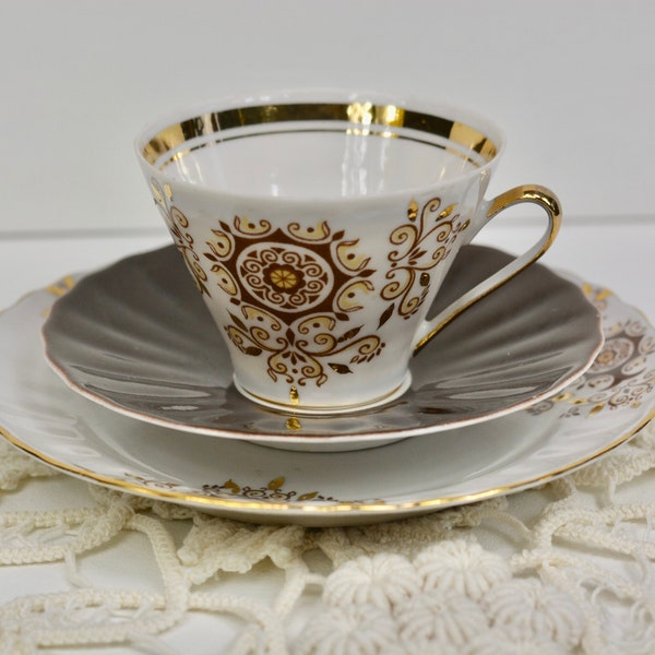 Cup, Saucer Vintage Very Thin China Porcelain Coffee Espresso "Vita". Made by Riga Porcelain Factory RPR. Porcelain Coffee Cup