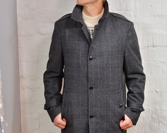 Men Coat Grey New Wool Mens Coat By STANLEY & MORGAN Woven Winter Wool Coat Grey Men's Winter Coat Size Large