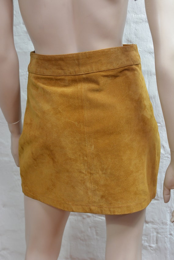 Vintage Genuine Brown Suede Leather Mini Skirt/ W… - image 5