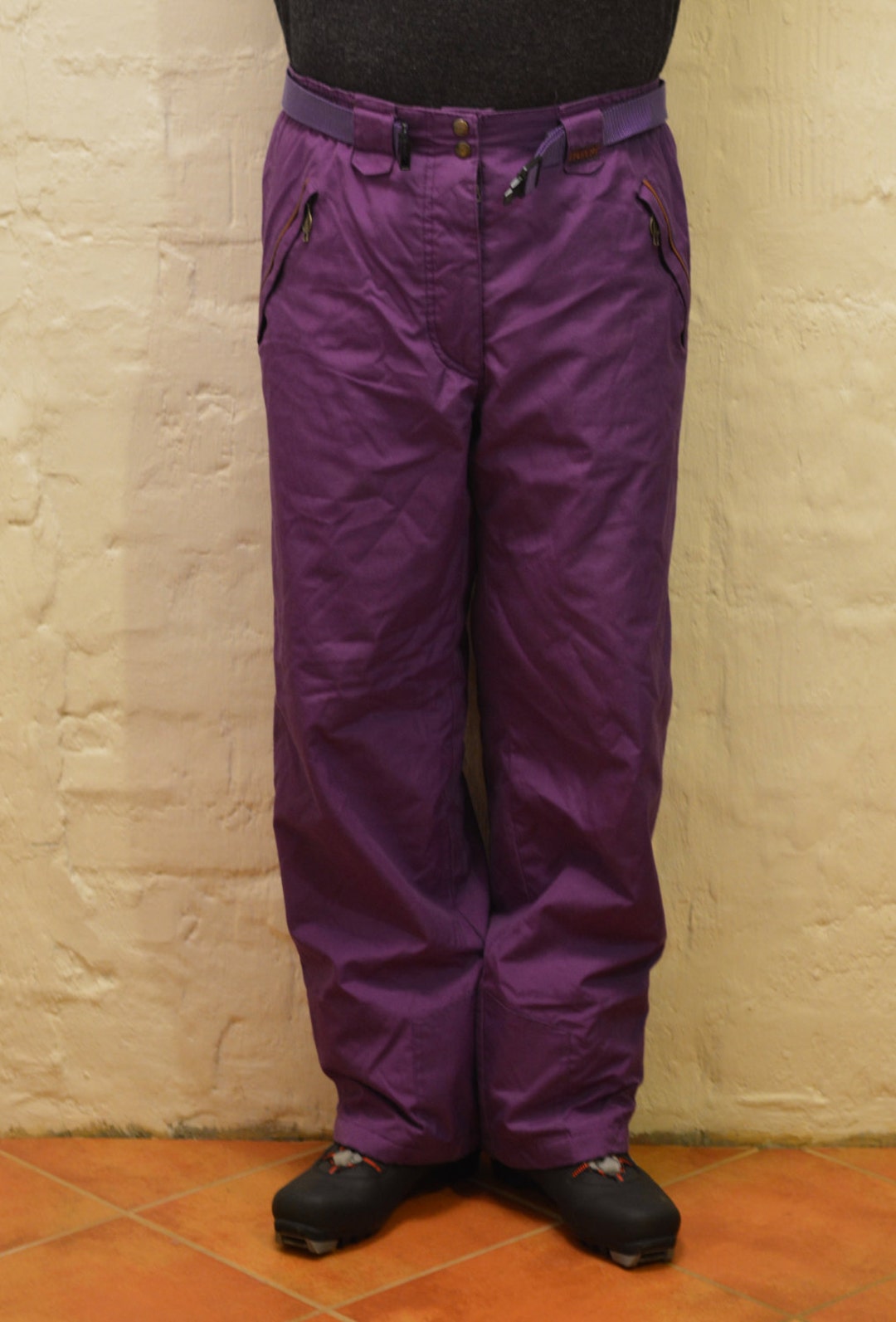 Ski Suit Pants Belted Vintage Women Purple Ski Pants EVEREST Retro