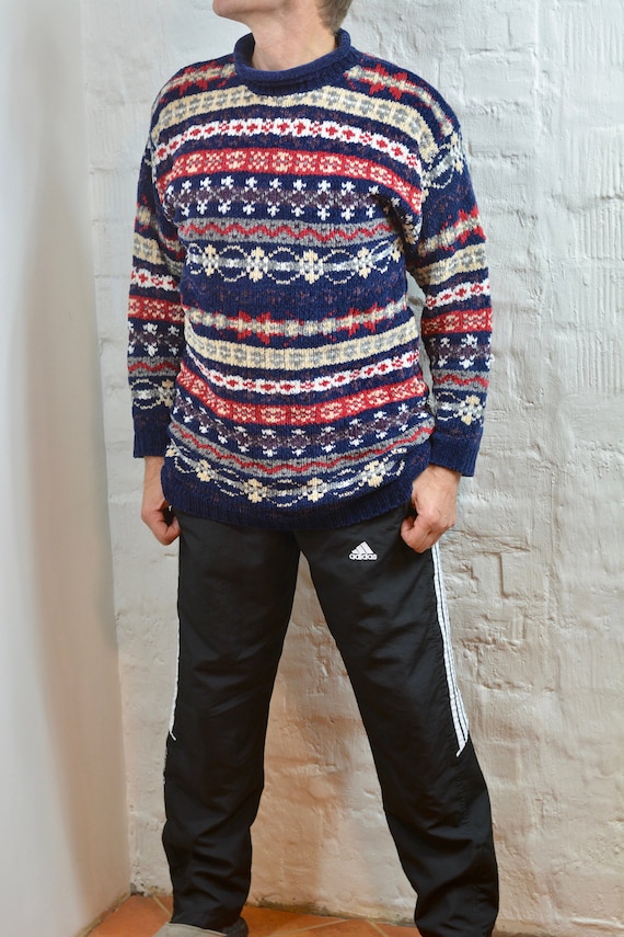 Sueter de hombre anos 80 By VOUETEDesigner prendas de punto Sueter multicolor Tamano libre Etsy Mexico