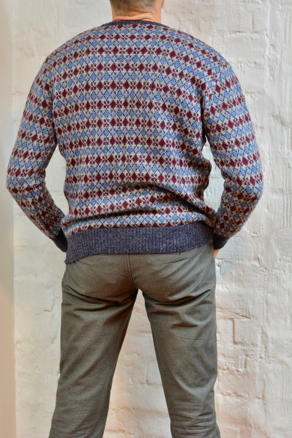 Vintage Wool Sweater Mens, By DERBY Geometric Pri… - image 3