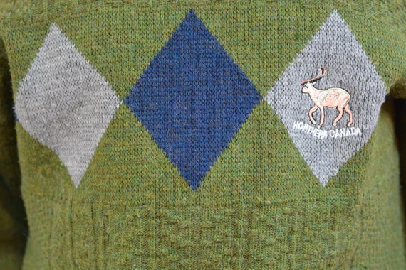 Vintage Wool Sweater Mens, Geometric Print Sweate… - image 5