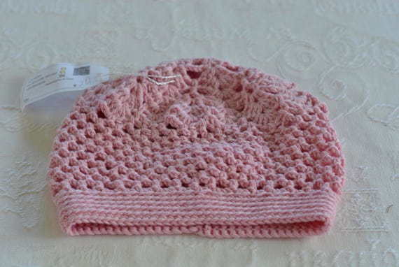 Handmade crochet Pink hat, Cotton beret, winter h… - image 6