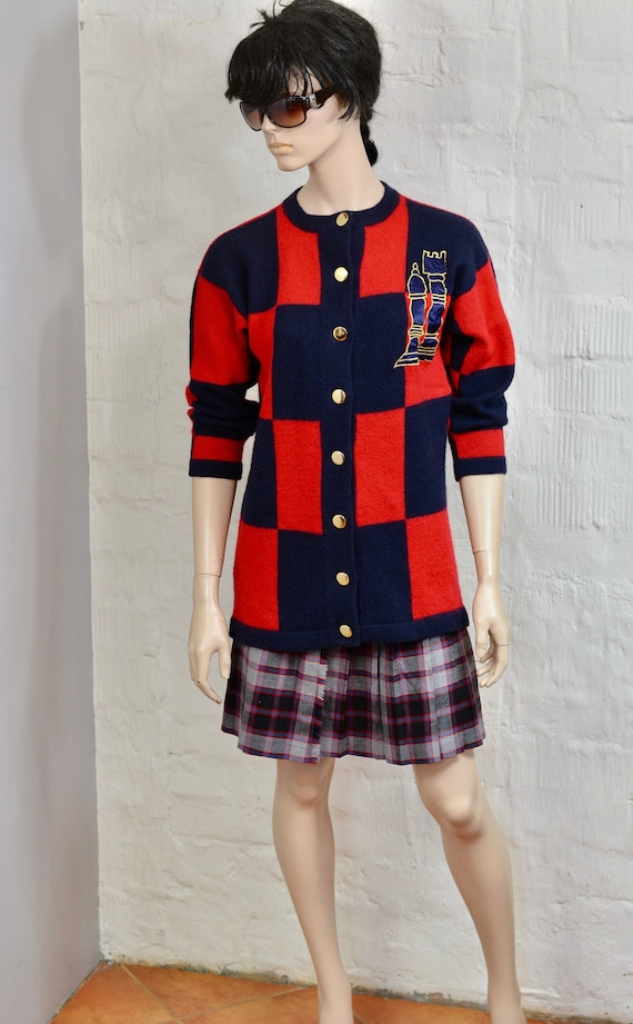 Vintage Pure New Wool Cardigan Jacket Women Knit Button Up Sweater Cozy Cottagecore