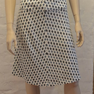 Line Skirt Beige Geometric Print Linen Skirt Knee Length  size Small Medium