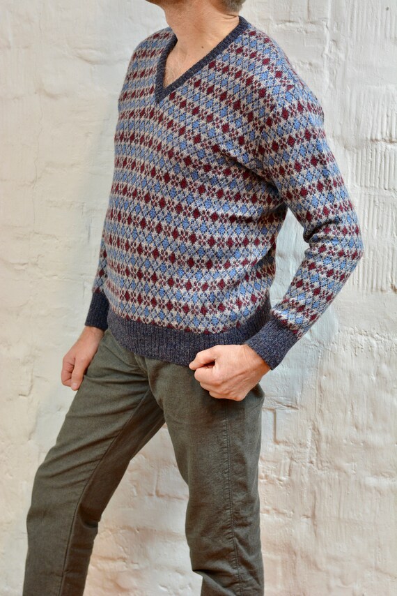 Vintage Wool Sweater Mens, By DERBY Geometric Pri… - image 2