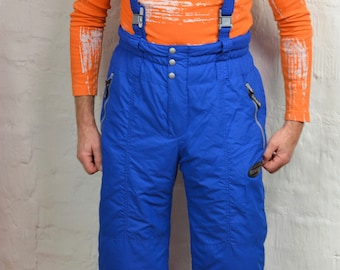 Vintage Brugi Blue Ski Bib Overalls 90s Winter Sport Pants Made in Italy Large