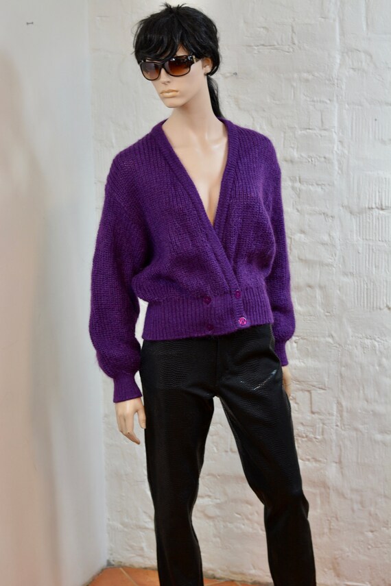 oversized purple cardigan