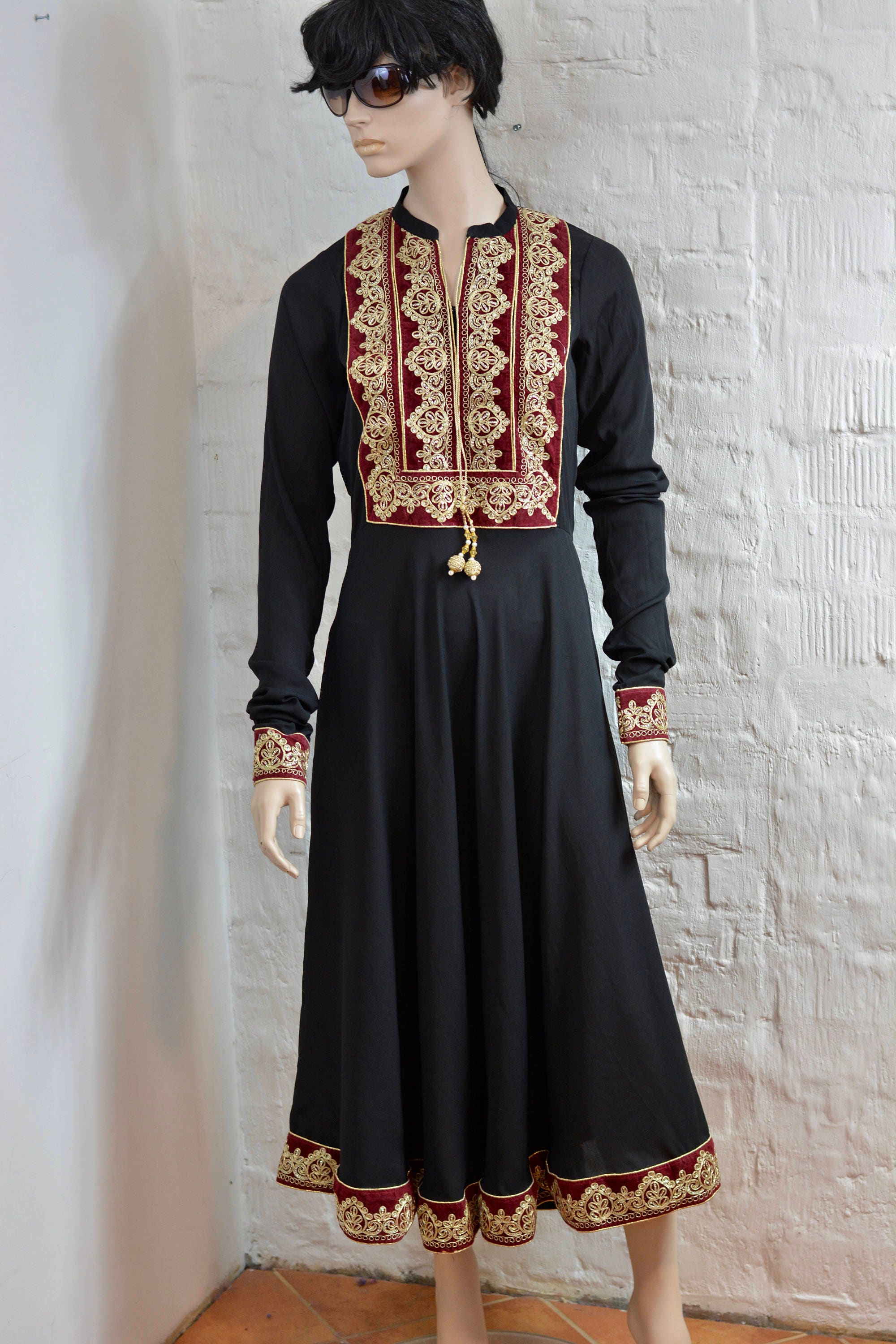 black and gold kaftan dress