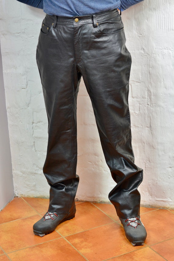 Biker Leather Pants Genuine Leather Pants Trousers Black  Etsy Ireland