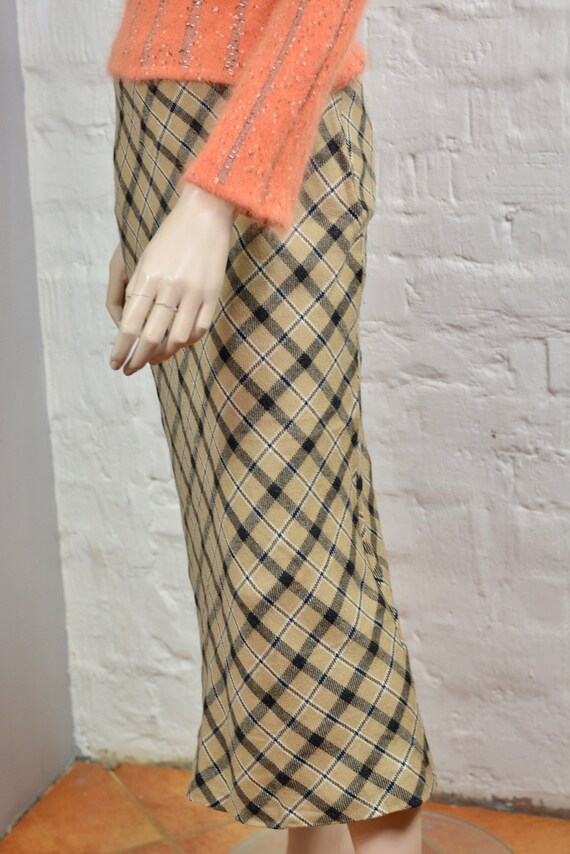 Tartan Plaid Skirt Pure New Wool Skirt Brown Skir… - image 4