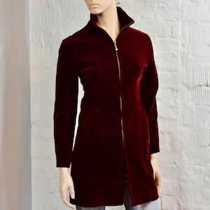 Vintage velvet jacket, plum, Velvet Zip Up Jacket, Size Small