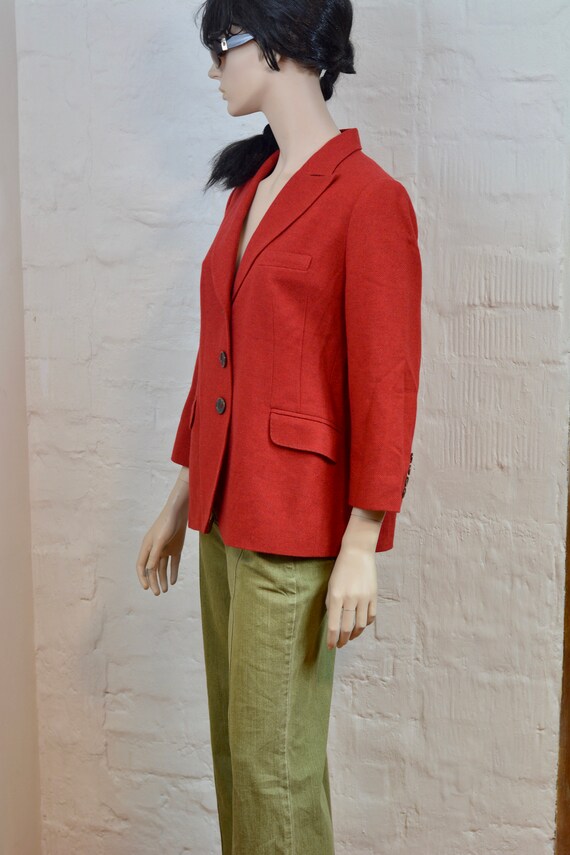 Red Wool Womens Jacket Vintage 80s Double Breaste… - image 6