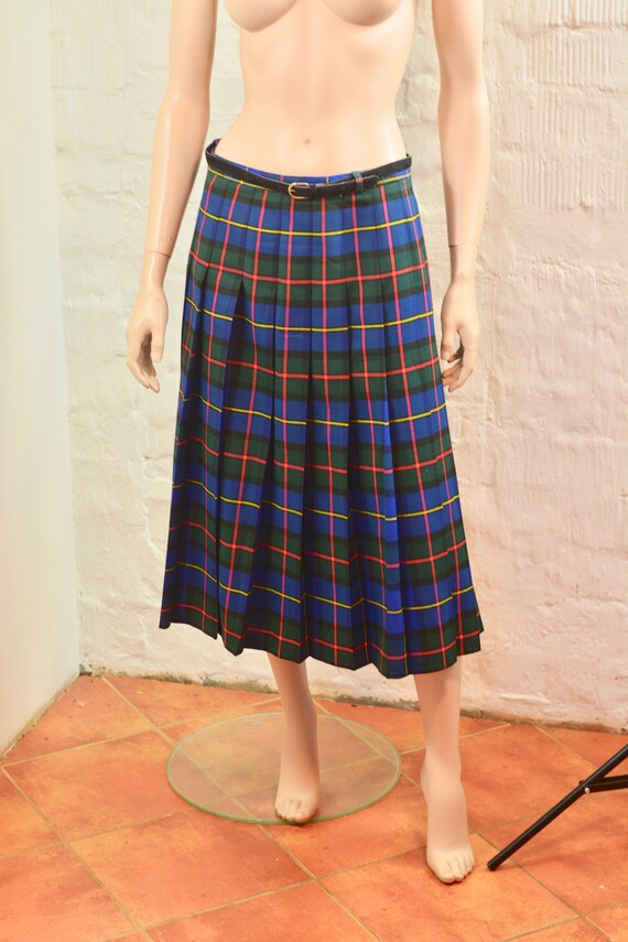 Navy and green plaid cheap skirt