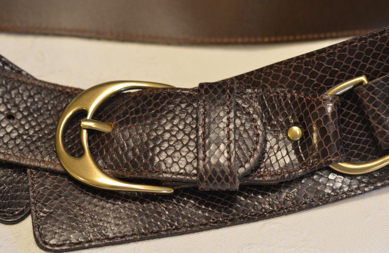 Leather belt extra Wide leather belt dark brown Openwork Etsy