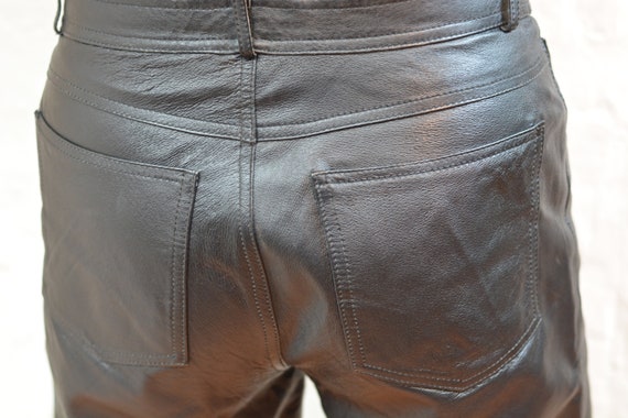 Vintage Biker Leather Pants Genuine Leather Pants… - image 2