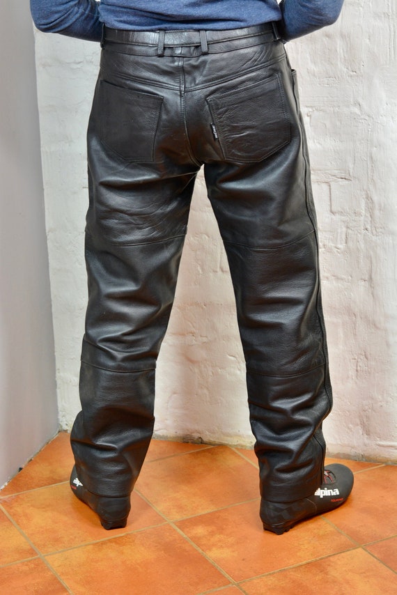 Biker Leather Pants Genuine Leather Pants Trousers Black Leather Pants Motorcycle Pants Rockstar Leather Size M.
