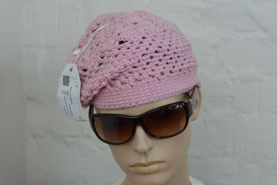 Handmade crochet Pink hat, Cotton beret, winter h… - image 4