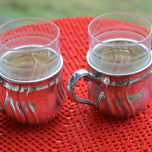 Vintage 800 silver cup holder Set of 2 Silver cup holder Tea glass holder Kitchen décor.
