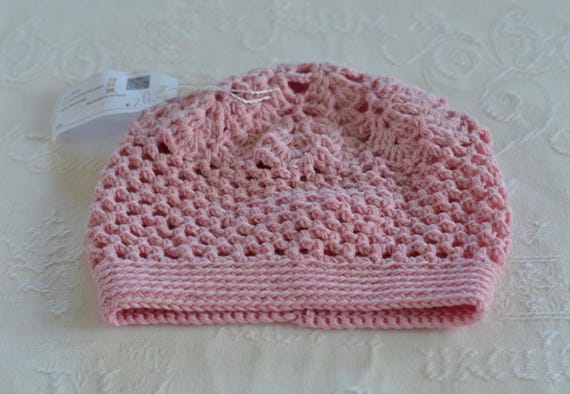 Handmade crochet Pink hat, Cotton beret, winter h… - image 7