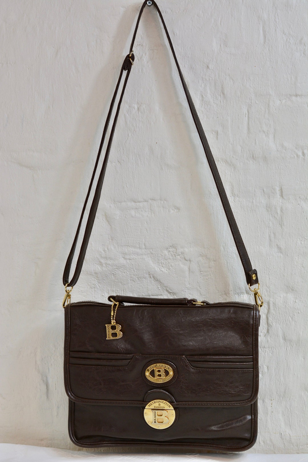 Unisex Dunkelbraune BULAGGI Leder Büro Koffer Umhängetasche