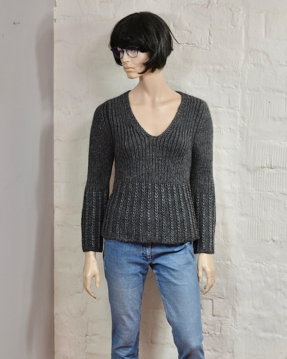 Vintage Y2K Per Una Wool Alpaca Blend Grey Sweater, Made in Italy, Size M