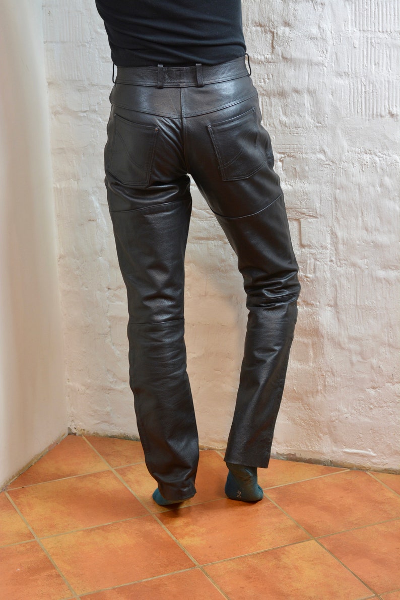 Biker Leather Pants Genuine Leather Pants Trousers Black Leather Pants Motorcycle Pants Rockstar Leather Size M.