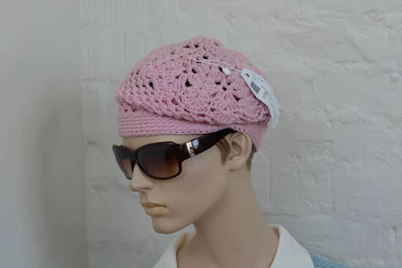 Handmade crochet Pink hat, Cotton beret, winter h… - image 2