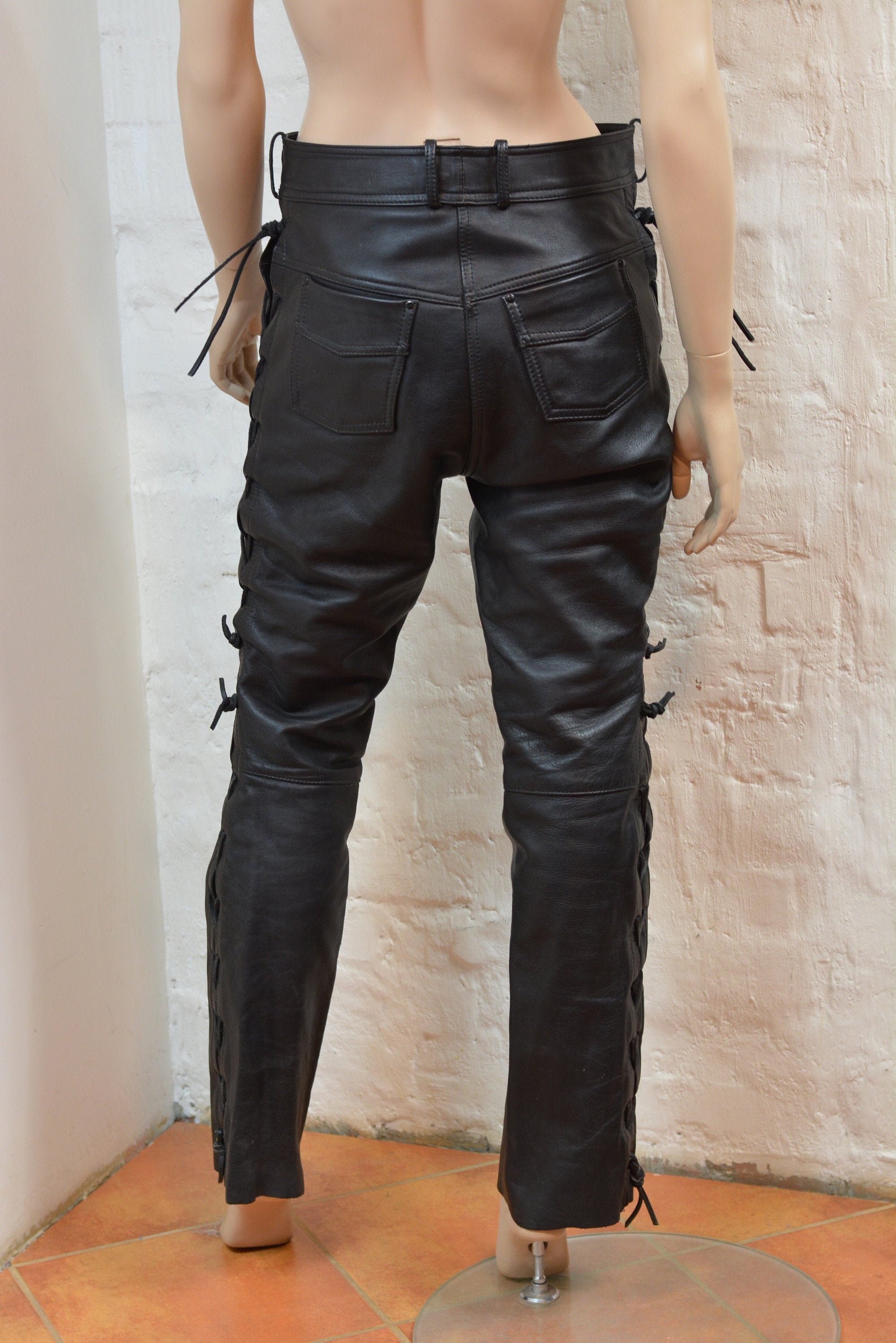 Vintage Biker Leather Pants Genuine 