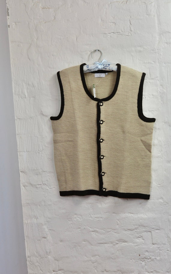 Gilet En Laine Vintage Autrichien - Taille S - Motif Floral Multicolore - État Parfait