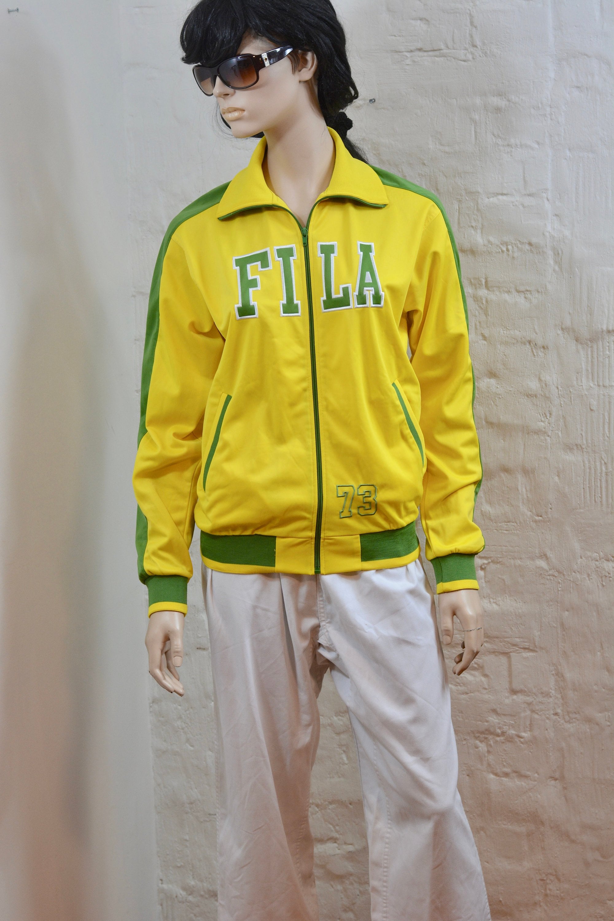 Gammel mand Jeg vasker mit tøj Individualitet FILA Sports Jacket Yellow/ Green Colour Block Hipster Jacket | Etsy
