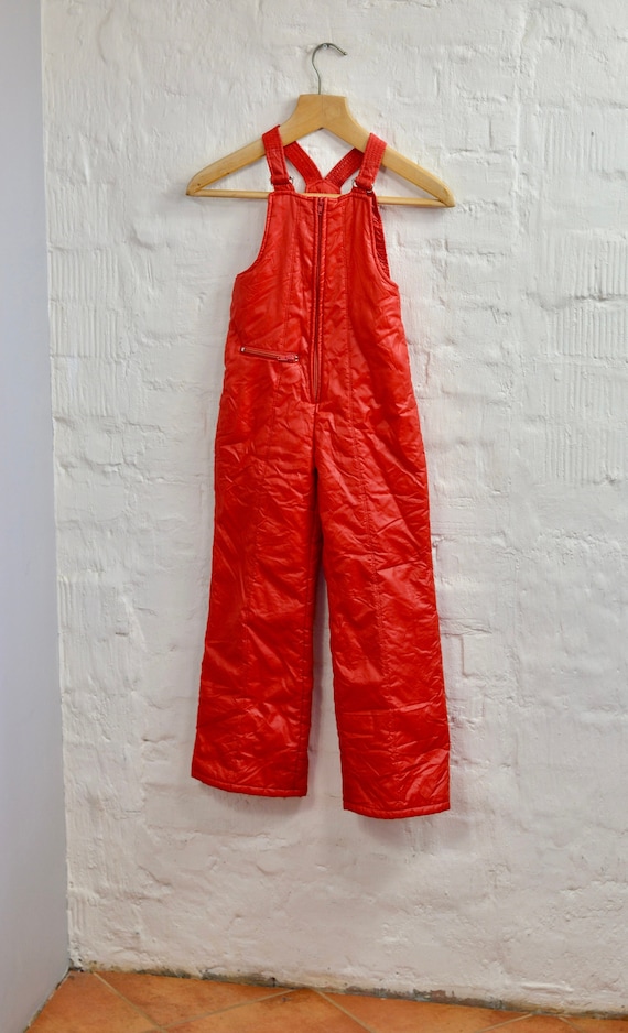 Kids 80s Winter Sport Pants, Red Vintage Ski bib p