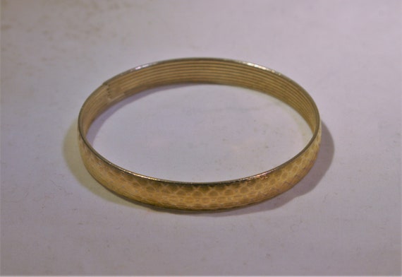 Brass Bangle * Etched Diamond Pattern - image 2