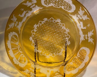 Set of 2 Bohemian Czech Amber Glass Plates