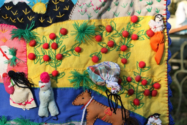 Harvest Arpillera Hand Stitched Wall Hanging South America Etsy