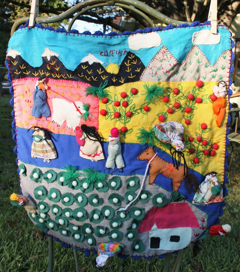 Harvest Arpillera Hand Stitched Wall Hanging South America Etsy