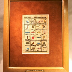 Hand Painted Papyrus * Framed * Hieroglyphic Alphabet