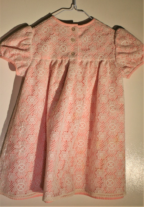Vintage Toddler Dress * Pink with Lace - image 2