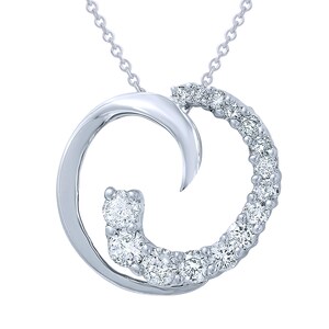 Diamond Pendant with Chain in 14K White Gold | 337276
